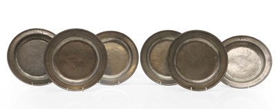 Lot 246 - A group of six pewter dishes