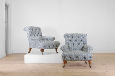 Lot A matched pair of early Victorian club armchairs by Howard & Sons