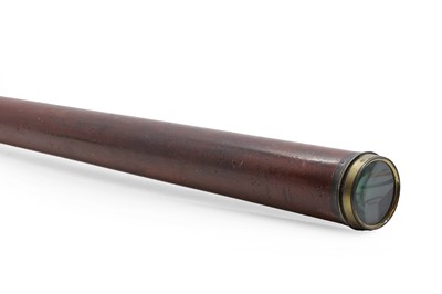 Lot 595 - A brass and wood mounted single drawer telescope
