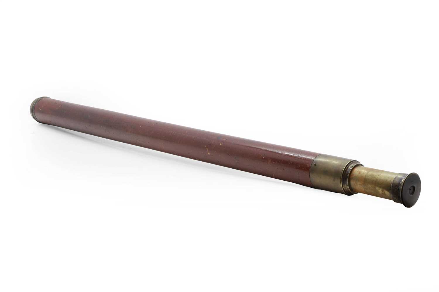 Lot 595 - A brass and wood mounted single drawer telescope