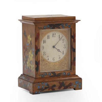 Lot 212 - A small rosewood and painted mantel clock