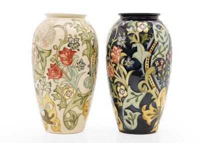 Lot 106 - Two Moorcroft pottery 'William Morris Golden Lily' vases