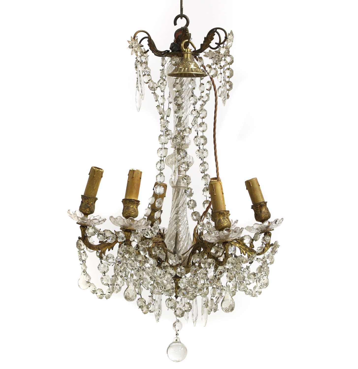 Lot 546 - A French cut glass and gilt metal chandelier