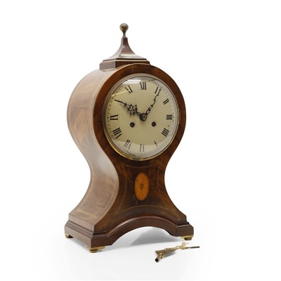 Lot 200 - A large Edwardian inlaid mahogany mantel clock