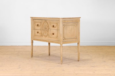 Lot 359 - A small Louis XVI-style painted and parcel-gilt wooden commode