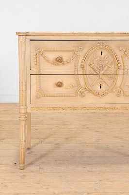 Lot 359 - A small Louis XVI-style painted and parcel-gilt wooden commode