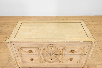 Lot 359 - A small Louis XVI-style painted and parcel-gilt wooden commode