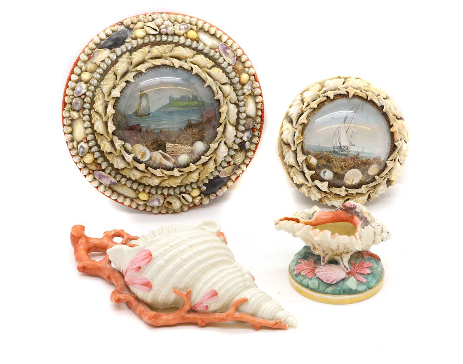 Lot 215 - Two Royal Worcester shell ornaments