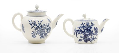 Lot 154 - Two Worcester porcelain blue and white teapots