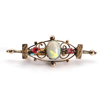 Lot 29 - A Victorian opal bar brooch