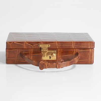 Lot 450 - An Asprey crocodile travelling jewellery case