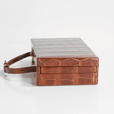 Lot 450 - An Asprey crocodile travelling jewellery case