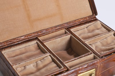 Lot 450 - An Asprey crocodile travelling jewellery case