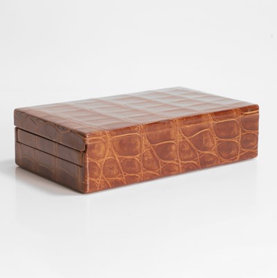 Lot 450 - An Asprey crocodile travelling jewellery case