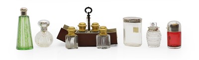 Lot 44 - A collection of silver mounted and glass dressing table jars