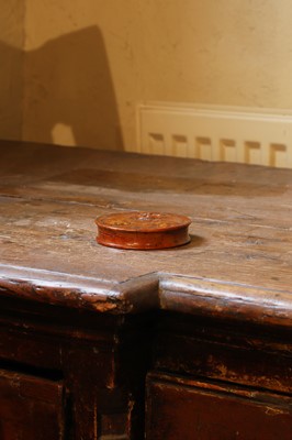 Lot 529 - A burr wood circular apothecary patch box
