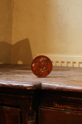 Lot 529 - A burr wood circular apothecary patch box