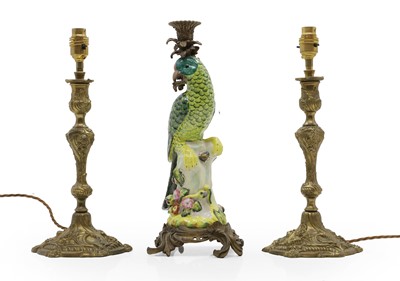 Lot 392 - A pair of cast brass table lamps