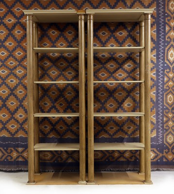 Lot A pair of tall painted open shelves