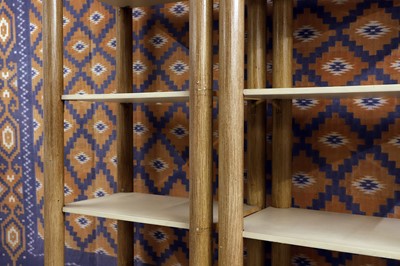 Lot 631 - A pair of tall painted open shelves