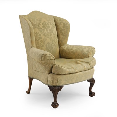 Lot 408 - A mahogany George I style wing armchair