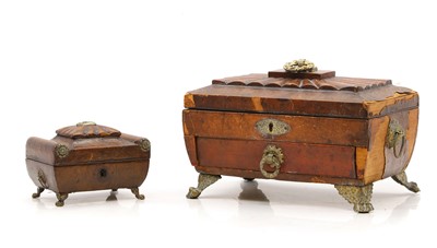 Lot 433 - A Regency leather casket together with smaller similar