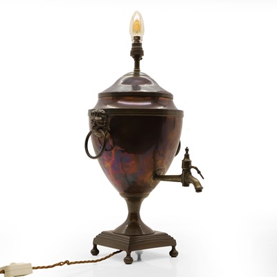 Lot 459 - A Regency copper and brass samovar lamp