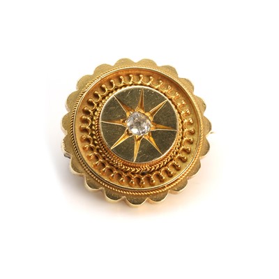 Lot 21 - A Victorian gold diamond set brooch