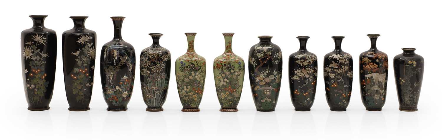 Lot 63 - A collection of Japanese cloisonné vases