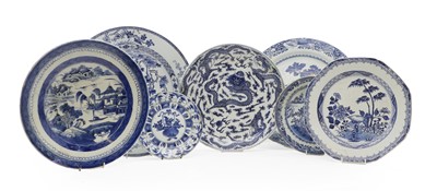 Lot 58 - A collection of eight Chinese porcelain dishes, plates and chargers