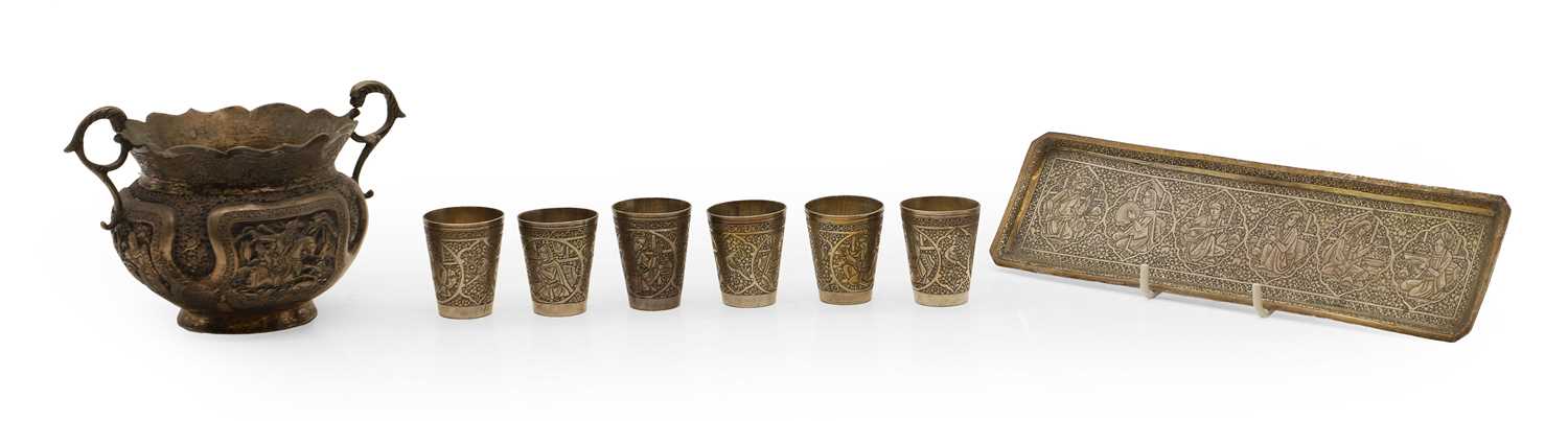 Lot 20 - An Indian six piece beaker and tray set