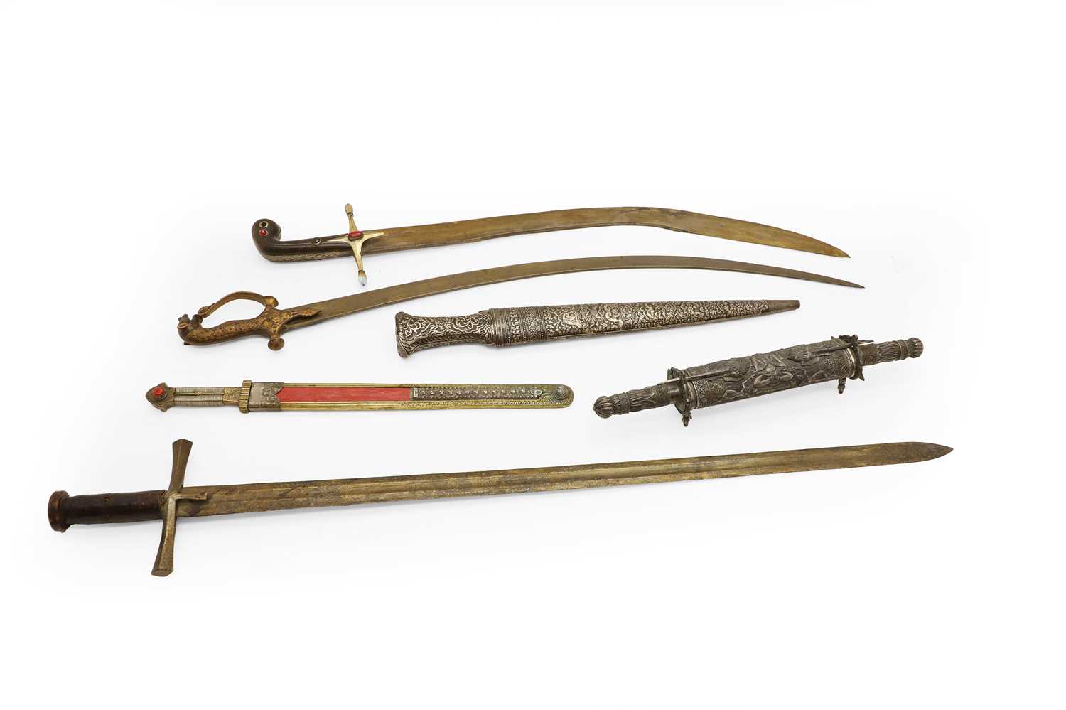 Lot 123 - A collection of Indian and Middle Eastern swords