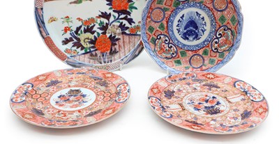 Lot 159 - An unusual pair of Japanese Imari plates
