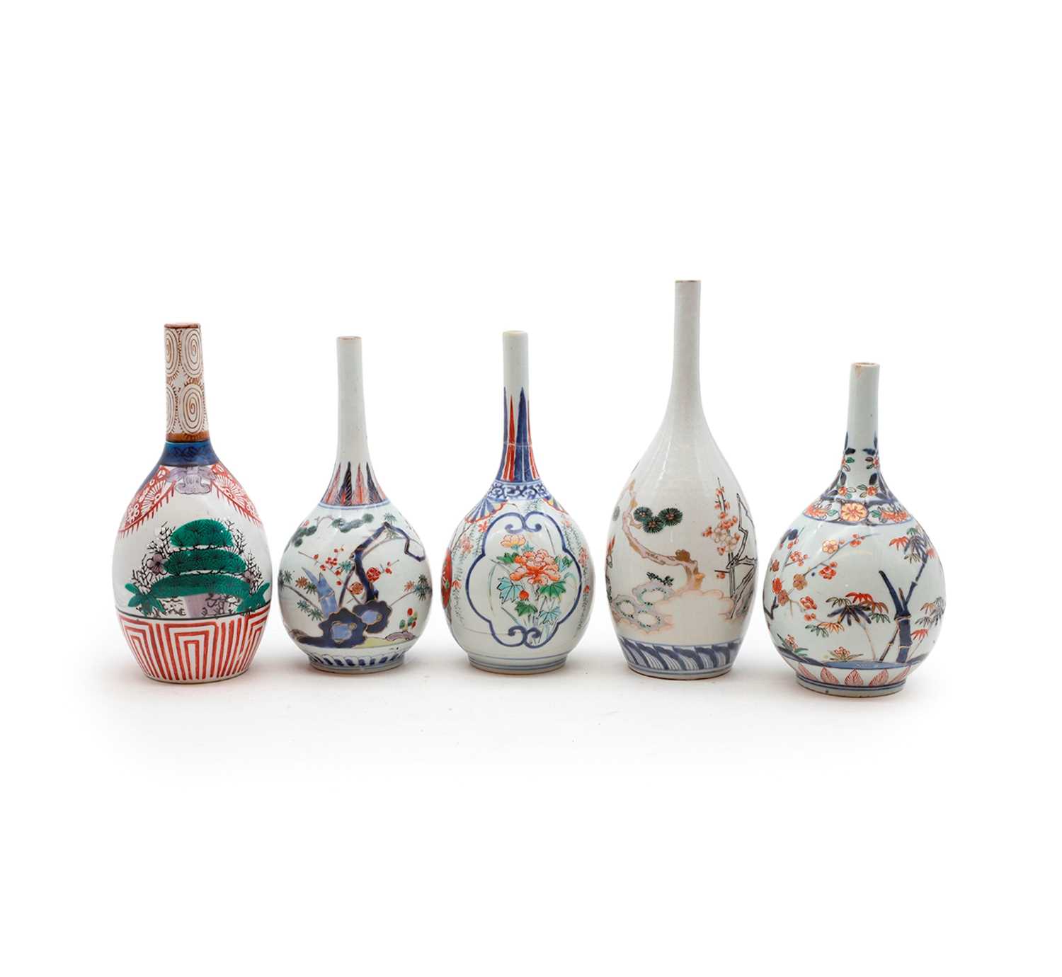 Lot 160 - A collection of Japanese bottle vases