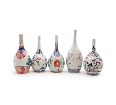 Lot 160 - A collection of Japanese bottle vases