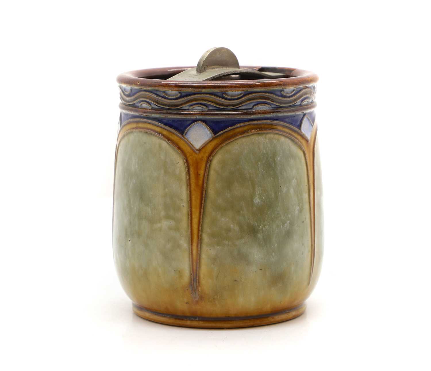 Lot 303 - A Royal Doulton glazed tobacco jar and cover