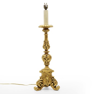 Lot 398 - A composite pricket candlestick lamp