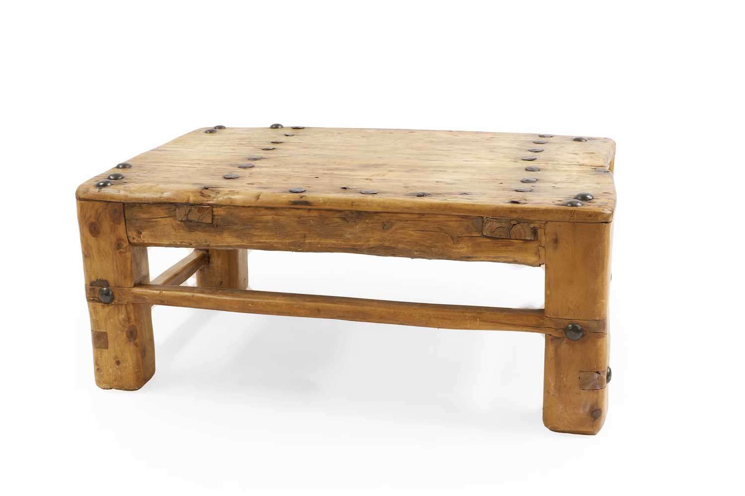 Lot 507 - An oak studded coffee table