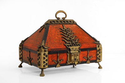 Lot 162 - A lacquered brass mounted Malabar box