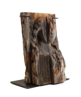 Lot 316 - A carved wooden fragment of a saint
