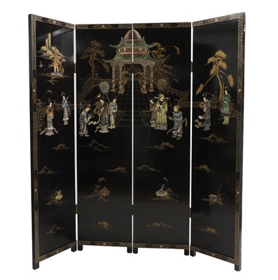Lot 555 - A fourfold Chinese lacquered screen