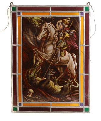 Lot 260 - A stained glass panel of St George