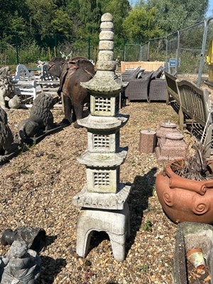 Lot 598 - A composite Japanese style tiered garden lantern