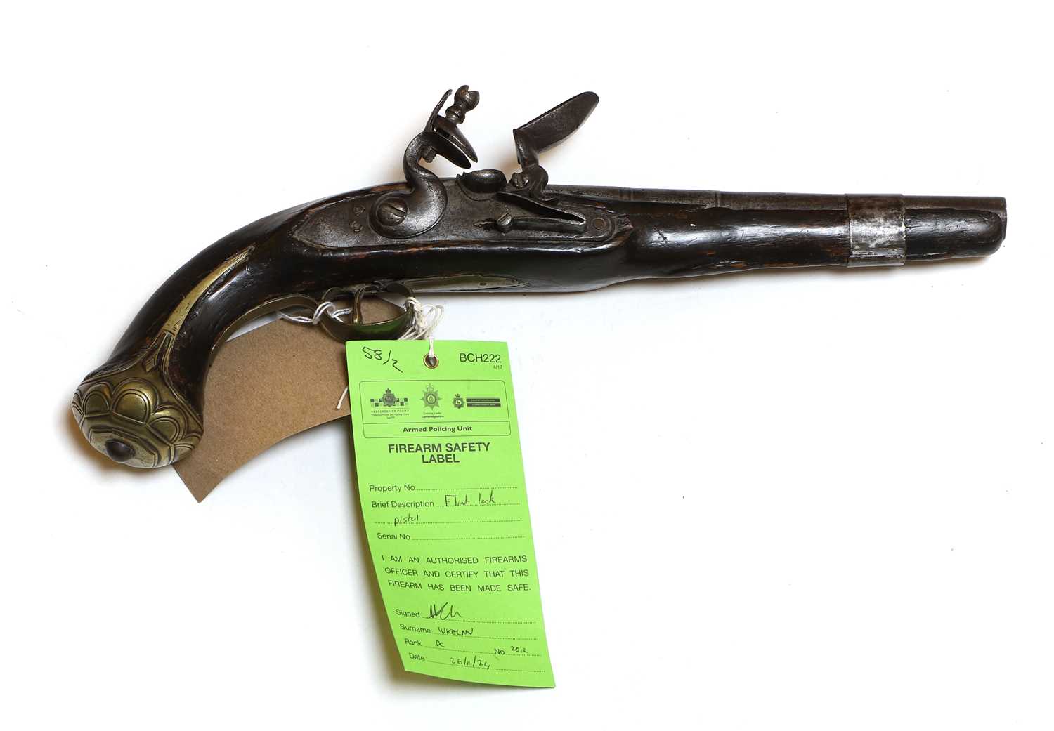 Lot 145 - A flintlock holster pistol combined 101
