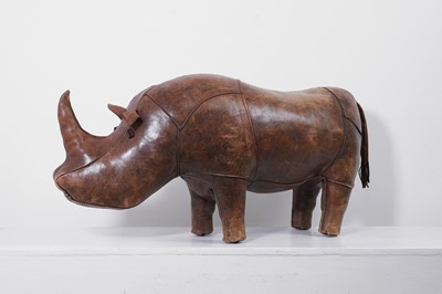 Lot 324 - A leather rhino footstool