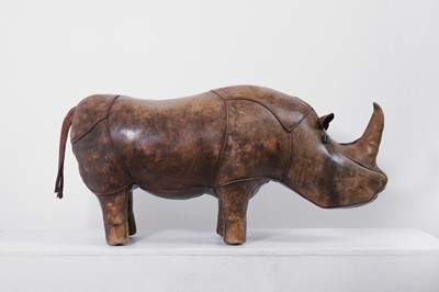 Lot 324 - A leather rhino footstool