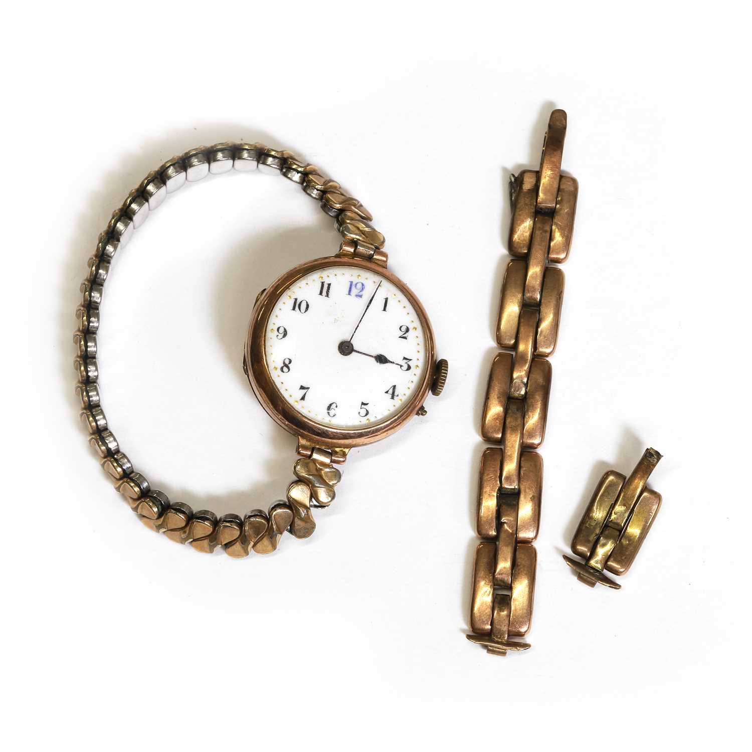 Lot 435 - A 9ct gold mechanical bracelet watch.