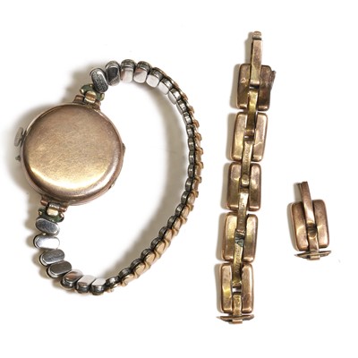 Lot 435 - A 9ct gold mechanical bracelet watch.