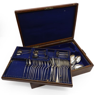 Lot 60 - An oak composite canteen of silver plated cutlery