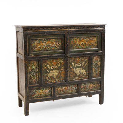 Lot 536 - A painted Tibetan cabinet
